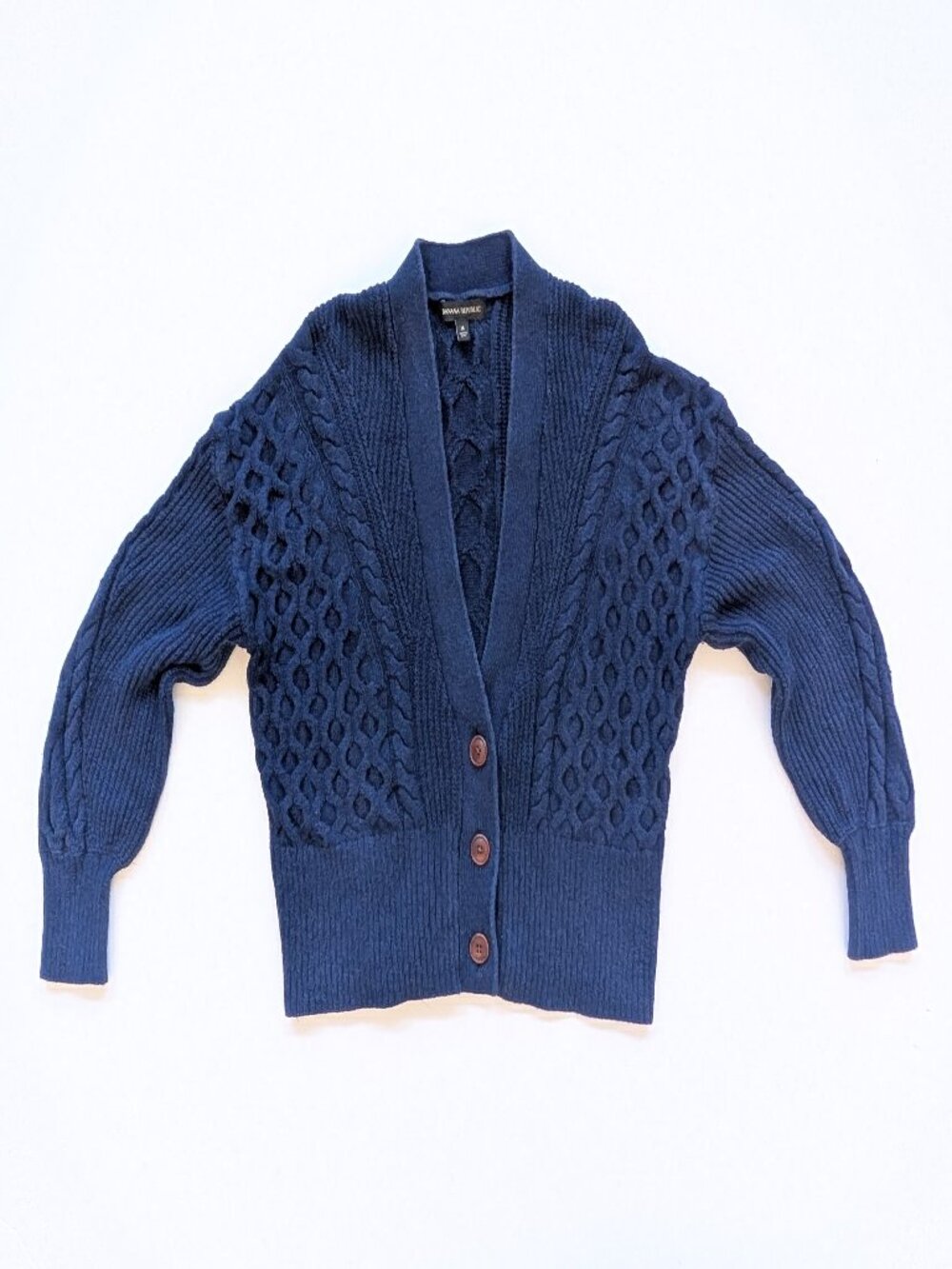 Banana Republic Forever Cardigan Cable Knit Navy Women's M Fisherman Cozy
